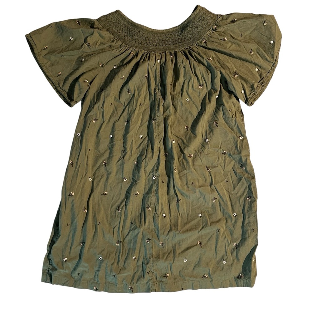 Old Navy Green Flutter Sleeve Smocked Floral Embroidery Mini Swing Dress | 2XL - Picture 3 of 12
